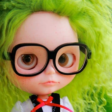 nerd girl with green hair